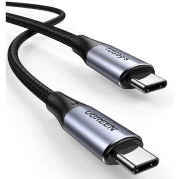 Ugreen CABLU alimentare si date Ugreen, US355, Fast Charging Data Cable pt. smartphone, USB Type-C la USB Type-C 140W/5A, USB 3.1, thunderbolt 10Gbps, braided, 1m,negru