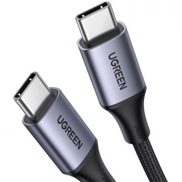 Ugreen CABLU alimentare si date Ugreen, US535, Fast Charging Data Cable pentru smartphone, USB Type-C la USB Type-C, 240W, aluminiu braided, 2m, Gri