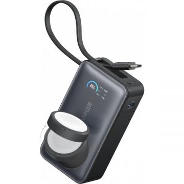 Anker Baterie Externa Anker MagGo, 10000mAh, 35W, PD + QI, 1 x QI - 2 x USB-C, Neagra A1657011 Anker Baterie Externa Anker MagGo, 10000mAh, 35W, PD + QI, 1 x QI - 2 x USB-C, Neagra A1657011