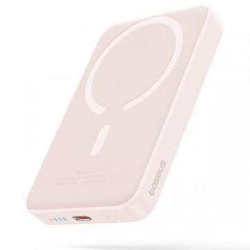 BASEUS Baterie externa Baseus Magnetic Mini Wireless, 10.000 mAh, Incarcare rapida, 20W, PD + FQI, cablu USB-C inclus, Roz BASEUS Baterie externa Baseus Magnetic Mini Wireless, 10.000 mAh, Incarcare rapida, 20W, PD + FQI, cablu USB-C inclus, Roz