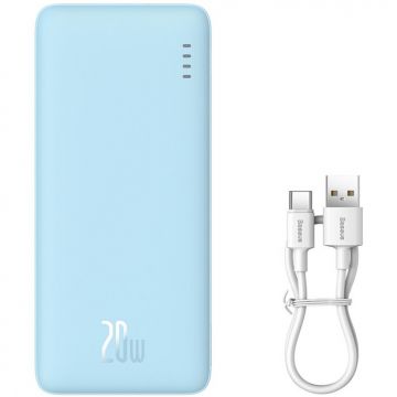 BASEUS POWER BANK Baseus Airpow, 10000mAh, 20W, 1 x USB; 1 x USB Type-C, total 3A, albastru BASEUS POWER BANK Baseus Airpow, 10000mAh, 20W, 1 x USB; 1 x USB Type-C, total 3A, albastru