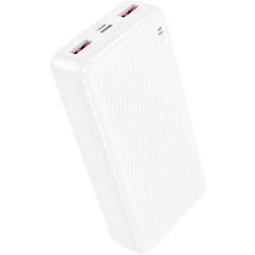 Borofone Power bank Borofone „BJ56A”, 20000mAh, 22.5W, 2 x USB, 1 x USB Type-C, 1 x Micro USB, total 2A, alb Borofone Power bank Borofone „BJ56A”, 20000mAh, 22.5W, 2 x USB, 1 x USB Type-C, 1 x Micro USB, total 2A, alb