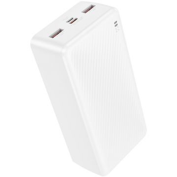 Borofone Power bank Borofone „BJ56B”, 30000mAh, 22.5W, 2 x USB, 1 x USB Type-C, 1 x Micro USB, total 2A, alb Borofone Power bank Borofone „BJ56B”, 30000mAh, 22.5W, 2 x USB, 1 x USB Type-C, 1 x Micro USB, total 2A, alb