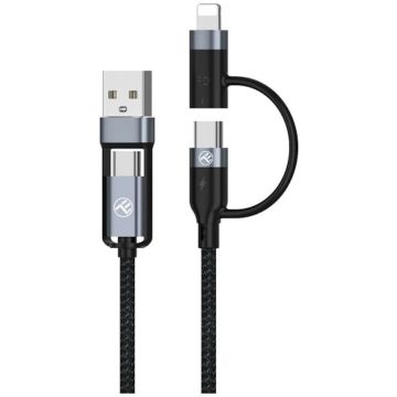 Tellur Cablu 4in1 Tellur USB/Type-C to Type-C (PD65W)/tip Lightning (PD20W), 1m, negru Tellur Cablu 4in1 Tellur USB/Type-C to Type-C (PD65W)/tip Lightning (PD20W), 1m, negru