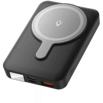 Vention Powerbank magnetic wireless Vention 22,5 W 10000 mAh (USB-C + Lightning + USB-C + USB-A + Wireless) cu indicator de incarcare, negru Vention Powerbank magnetic wireless Vention 22,5 W 10000 mAh (USB-C + Lightning + USB-C + USB-A + Wireless) cu indicator de incarcare, negru