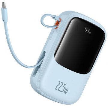 BASEUS Acumulator Extern Baseus Qpow2 Digital Display, 20000mAh, 22.5 W, 2 x USB Type-C output-input, 1 x Lightning, 1 x USB, Include cablu USB la USB Type-C de 30cm, Albastru PPQD030103 - 6932172618179 BASEUS Acumulator Extern Baseus Qpow2 Digital Display, 20000mAh, 22.5 W, 2 x USB Type-C output-input, 1 x Lightning, 1 x USB, Include cablu USB la USB Type-C de 30cm, Albastru PPQD030103 - 6932172618179