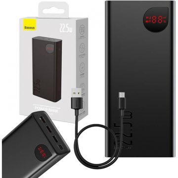 BASEUS Baterie externa Baseus Adaman, Digital Display, 40000mAh, 22.5W, 3 x USB; 2 x USB Type-C, 3A, negru BASEUS Baterie externa Baseus Adaman, Digital Display, 40000mAh, 22.5W, 3 x USB; 2 x USB Type-C, 3A, negru