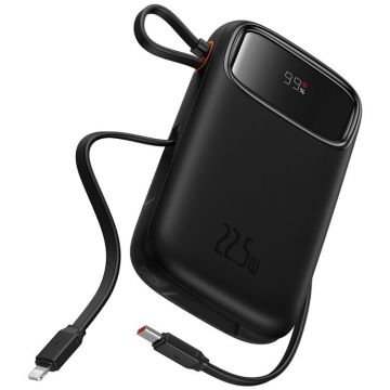 BASEUS Baterie externa Baseus Qpow2, Digital Display, 10000mAh, 30W, 2 x USB Type-C output/input, 1 x USB, include cablu USB Type-C la USB Type-C 30cm, negru BASEUS Baterie externa Baseus Qpow2, Digital Display, 10000mAh, 30W, 2 x USB Type-C output/input, 1 x USB, include cablu USB Type-C la USB Type-C 30cm, negru