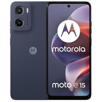 Telefon Mobil Motorola Moto E15, Procesor Mediatek Helio G81 Extreme Octa Core, IPS LCD Capacitive touchscreen 6.67inch, 2GB RAM, 64GB Flash, Camera 32 MP, Wi-Fi, 4G, Dual Sim, Android (Albastru denim) Telefon Mobil Motorola Moto E15, Procesor Mediatek Helio G81 Extreme Octa Core, IPS LCD Capacitive touchscreen 6.67inch, 2GB RAM, 64GB Flash, Camera 32 MP, Wi-Fi, 4G, Dual Sim, Android (Albastru denim)