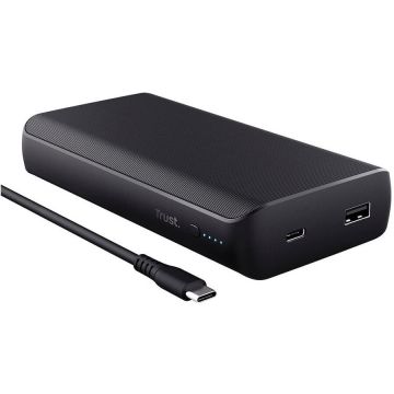 Trust Acumulator extern Laptop-Tableta Trust LARO 65W, incarcare rapida PD 65W, 1XUSB-C, 1XUSB-A, 20000 mAh, Negru Trust Acumulator extern Laptop-Tableta Trust LARO 65W, incarcare rapida PD 65W, 1XUSB-C, 1XUSB-A, 20000 mAh, Negru