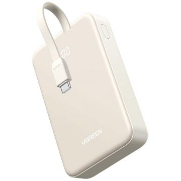 Ugreen Baterie externa Ugreen PB521, 20000mAh, 30W, USB Type-C input/output, USB Type-C cablu integrat, USB, display, alb Ugreen Baterie externa Ugreen PB521, 20000mAh, 30W, USB Type-C input/output, USB Type-C cablu integrat, USB, display, alb