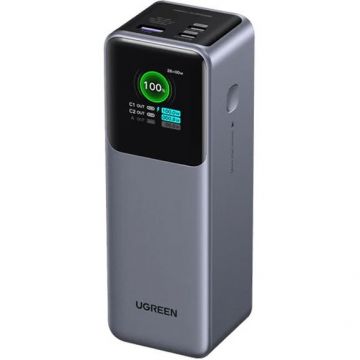 Ugreen Baterie externa Ugreen PB722, 25.000 mAh , 200WPD 3.0 + QC 3.0 200W, 1 x USB; 2 x USB Type-C, Digital Display, Gri Ugreen Baterie externa Ugreen PB722, 25.000 mAh , 200WPD 3.0 + QC 3.0 200W, 1 x USB; 2 x USB Type-C, Digital Display, Gri