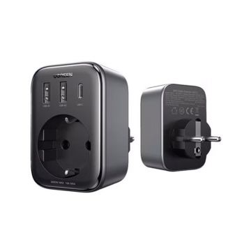 Adaptor UGREEN 30W Outlet Extender EU (2A1C) CD314, 2 x USB-A, 1 x USB-C, Negru Adaptor UGREEN 30W Outlet Extender EU (2A1C) CD314, 2 x USB-A, 1 x USB-C, Negru