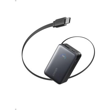 Anker Acumulator extern Anker Nano 10.000 mAh, 45W, cu cablu USB-C InstaCord retractabil, Negru Anker Acumulator extern Anker Nano 10.000 mAh, 45W, cu cablu USB-C InstaCord retractabil, Negru