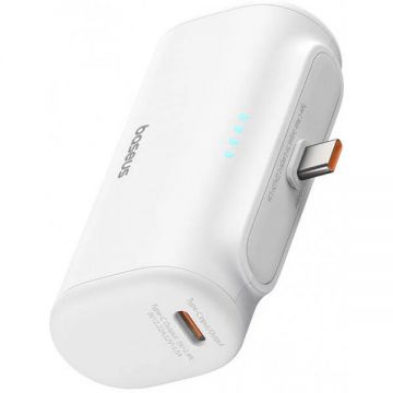 BASEUS Baterie Externa Baseus Compact, 5000mAh, 20W, PD, 2 x USB-C, Alba P10068306213-00 BASEUS Baterie Externa Baseus Compact, 5000mAh, 20W, PD, 2 x USB-C, Alba P10068306213-00