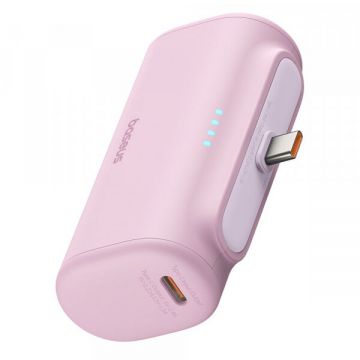 BASEUS Baterie Externa Baseus Compact, 5000mAh, 20W, PD, 2 x USB-C, Roz P10068306413-00 BASEUS Baterie Externa Baseus Compact, 5000mAh, 20W, PD, 2 x USB-C, Roz P10068306413-00
