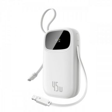BASEUS Baterie Externa Baseus EnerFill FC31, 20000mAh, 45W, QC + PD, 1 x Lightning - 1 x USB-A - 2 x USB-C, Alba E0028D01 BASEUS Baterie Externa Baseus EnerFill FC31, 20000mAh, 45W, QC + PD, 1 x Lightning - 1 x USB-A - 2 x USB-C, Alba E0028D01