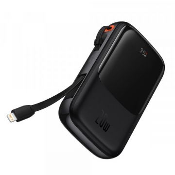 BASEUS Baterie Externa Baseus Qpow Pro, 20000mAh, 20W, QC + PD, 1 x Lightning - 1 x USB-A - 1 x USB-C, Neagra PPQD040001 BASEUS Baterie Externa Baseus Qpow Pro, 20000mAh, 20W, QC + PD, 1 x Lightning - 1 x USB-A - 1 x USB-C, Neagra PPQD040001