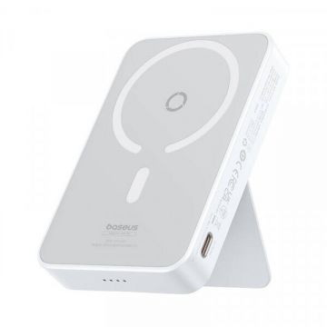 BASEUS Baterie Externa Wireless Baseus MagPro PPCXZ05, 5000mAh, 20W, PD + FQI, 1 x QI - 1 x USB-C, Alba P10064101223-00 BASEUS Baterie Externa Wireless Baseus MagPro PPCXZ05, 5000mAh, 20W, PD + FQI, 1 x QI - 1 x USB-C, Alba P10064101223-00