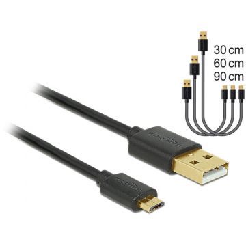 Delock Delock Data and Fast Charging Cable USB 2.0 A-male>Micro-B-male,3 pieces set black Delock Delock Data and Fast Charging Cable USB 2.0 A-male>Micro-B-male,3 pieces set black