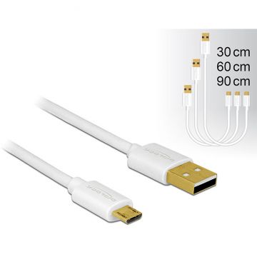 Delock Delock Data and Fast Charging Cable USB 2.0 A-male>Micro-B-male,3 pieces set white Delock Delock Data and Fast Charging Cable USB 2.0 A-male>Micro-B-male,3 pieces set white