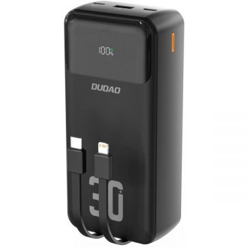 Dudao Baterie Externa Dudao K15MAX, 30000mAh, 22.5W, QC + PD, 1 x Lightning - 1 x USB-A - 2 x USB-C, Neagra Dudao Baterie Externa Dudao K15MAX, 30000mAh, 22.5W, QC + PD, 1 x Lightning - 1 x USB-A - 2 x USB-C, Neagra