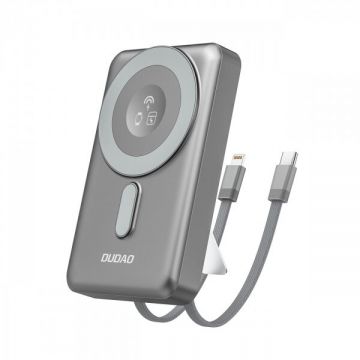 Dudao Baterie Externa Wireless Dudao K29, 10000mAh, 20W, PD + FQI, 1 x Lightning - 1 x QI - 1 x USB-C, Gri Dudao Baterie Externa Wireless Dudao K29, 10000mAh, 20W, PD + FQI, 1 x Lightning - 1 x QI - 1 x USB-C, Gri
