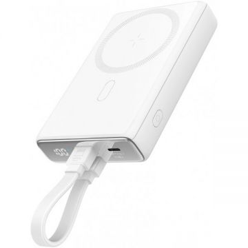 JOYROOM Baterie Externa Wireless Joyroom JR-PBM01, 10000mAh, 20W, QC + PD + FQI, 1 x Lightning - 1 x QI - 1 x USB-C, Alba JOYROOM Baterie Externa Wireless Joyroom JR-PBM01, 10000mAh, 20W, QC + PD + FQI, 1 x Lightning - 1 x QI - 1 x USB-C, Alba