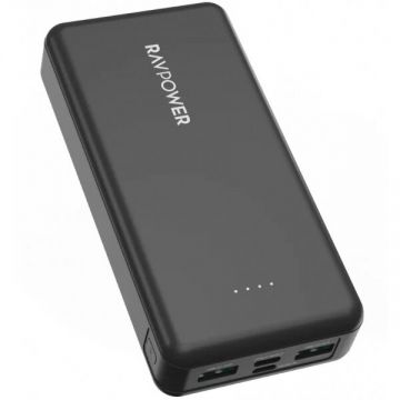 RAVPOWER Baterie Externa RavPower RP-PB1216, 20000mAh, 15W, 1 x USB-C - 2 x USB-A, Neagra RAVPOWER Baterie Externa RavPower RP-PB1216, 20000mAh, 15W, 1 x USB-C - 2 x USB-A, Neagra