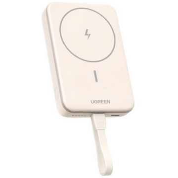 Ugreen Baterie externa Ugreen Magnetic 10000 mAh, Wireless, PD 20W, Qi 7.5W, USB-C, compatibila MagSafe, Bej Ugreen Baterie externa Ugreen Magnetic 10000 mAh, Wireless, PD 20W, Qi 7.5W, USB-C, compatibila MagSafe, Bej